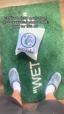 Blue HellStar shorts | CODE: paid for 15% off @stockxkicksvip.com #stockxkicksvip #hellstar #skylarpaid #unboxing #fyp 