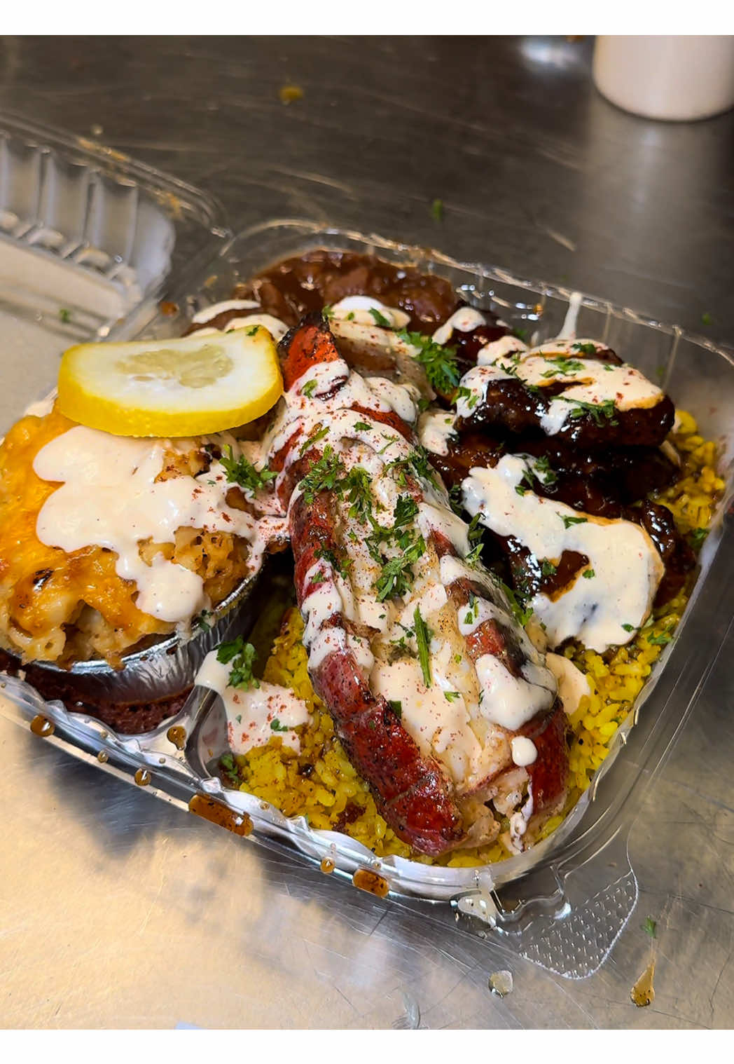 New Restaurant in Baltimore Maryland 🔥🔥 I Stopped By @Iamchefrock and it Did not Disappoint  I Grabbed Up The Honey OBay Chicken Wings 🔥 With The Yams, Lamb Chops, Rice & Steak Burger 🔥 But The Crack Crab Cake Go Crazy every time  Whatever the broccoli sauce is 🔥🔥 He Open Wednesday Thru Sunday !  . . . . . . . . #food #fyp #baltimore #maryland #WhereToEat 