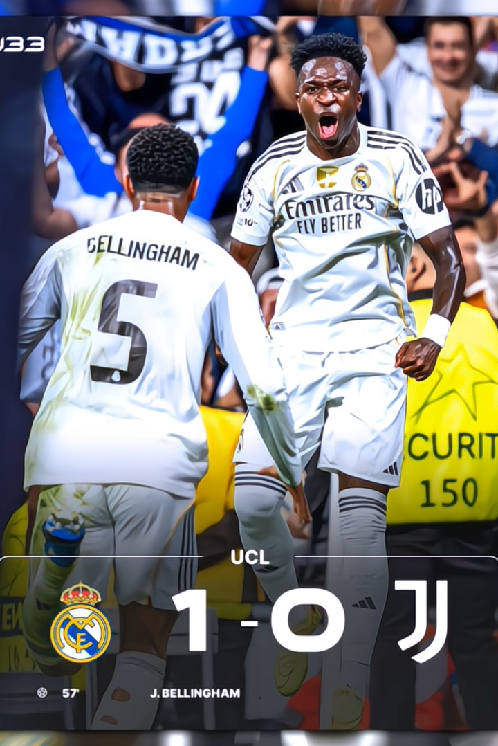 Real Madrid vs Juventus (1-0), Real Madrid menang tipis atas goal Jude Bellingham 🔥 #realmadrid #juventus #championsleague #football #fyp 