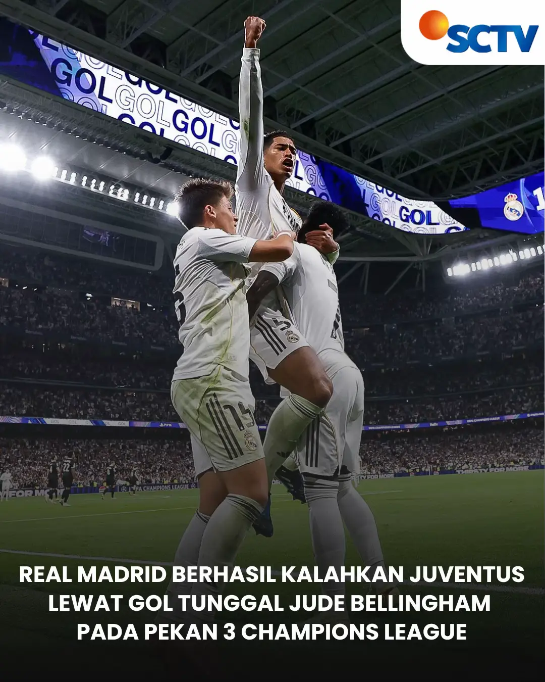 Jude Bellingham akhirnya kembali cetak gol untuk Real Madrid dan bawa kemenangan atas Juventus 1-0.🤩 Kemenangan berharga sebelum melakoni EL Clasico akhir pekan ini #SCTVSports #NewsSCTVSports