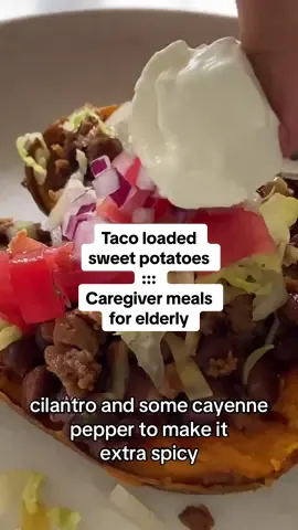 Leftover tacos = loaded sweet potatoes…meal for an aging parent  my partner and I are caregivers for 85-year-old mom. This video is from last year, but we still love our sweet potatoes this year! So I thought I would share again. Cooking for an aging parent and the rest of the family can be a bit overwhelming if they require soft and lower sodium food. But just making simple changes to a can make it work for everybody. Here’s how I make an easy healthy meal for the whole family, using taco leftovers and sweet potatoes ##caregiver##softfooddiet##elderlycare##onthisday