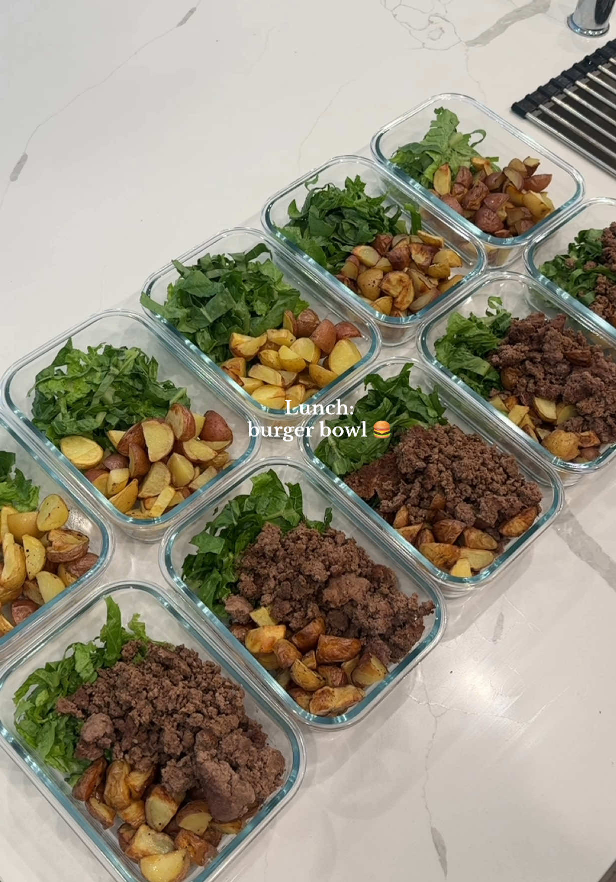 keeping it simple, balanced & high protein this week 🍴🤍    → breakfast: overnight oats with protein powder ~ 38g protein → lunch: burger bowl ~ 36g protein  → dinner: chicken & shrimp pesto pasta ~ 42g protein  #mealprepideas #weeklymenu #healthyfoodinspo #highproteinmeals 