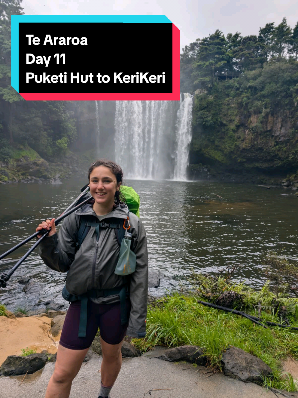 Hiked: 23.33km Steps: 40,799 Te Araroa Completed: 222 / 3,055km It feels surreal that we're heading back to where we started in KeriKeri! We woke up early with the other hikers in the hut. Packed away our gear, made breakfast and headed out on the road. We started our with a bit of road walking, before crossing through some private farmland. I had a bath in the mud after losing a fight with an electric fence.  We were lucky with the weather until the heavens opened with a very chilly shower. Luckily we had our be rain jackets on but we were still freezing.  We arrived to the KeriKeri River Walk and explored the waterfalls before heading into town to our hostel.  Extremely dirty and tired, we were shellshocked when the host handed us both ice creams. After our first shower in 6 days, we headed for Maccas before heading to bed. #teararoa #kerikeri #teararoatrail #hiketok #waterfall 