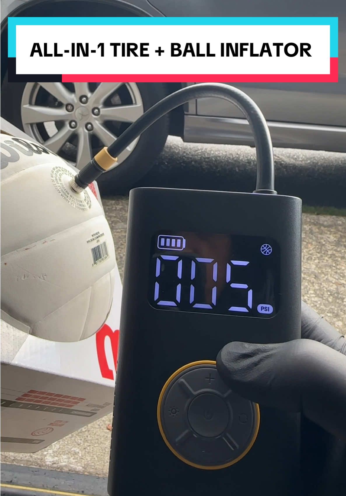 THE ALL-IN-1 PORTABLE TIRE AND BALL INFLATOR!  . . . #tire #tireinflator #caraccessories #flattire #trucktok 