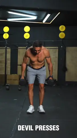 24 min AMRAP (as many rounds as possible) 7 rounds: •4 devils presses •5 thrusters •6 burpee dead lift •12 calories row 1’ rest in between each workout  This is a full-body strength and conditioning workout that targets every major muscle group. It also includes high-intensity cardio improving cardiovascular health while also improving athletic performance by building power, endurance, and coordination. #gym #workout #fyp #GymLife #GymTok 