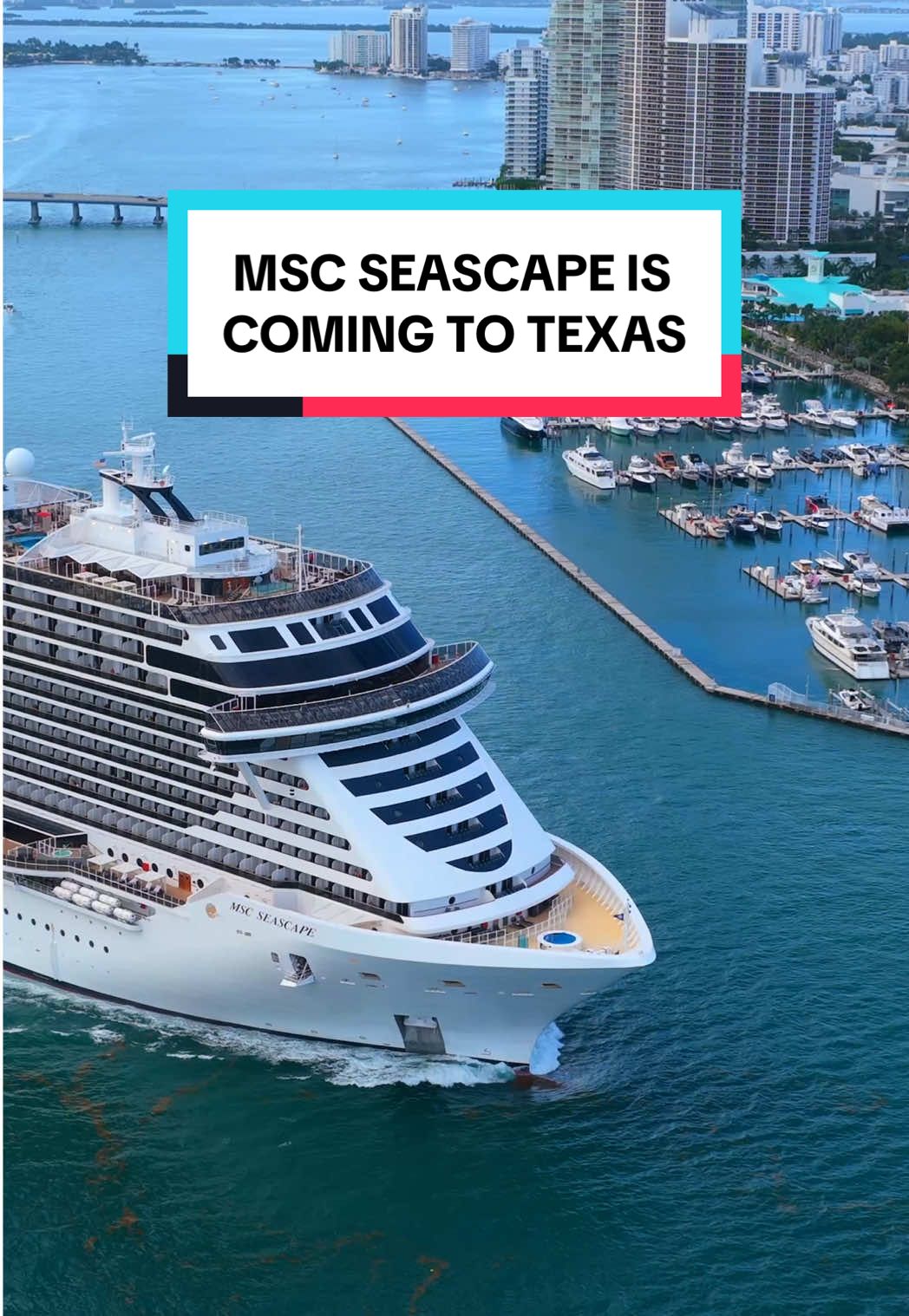 MSC Seascape is headed to Galveston. Texas, get ready for this beauty! She arrives November 7th 🤠 #MSCCruises #MSCSeascape 📸: @The Cruise Spotter 