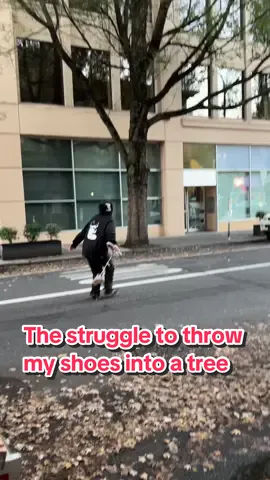 Place your bets, did i hit a car first or successfully get my shoes stuck in a tree? #fyp #portland 