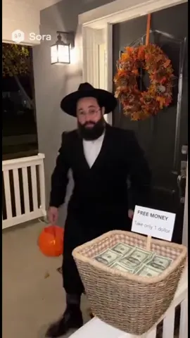 Rabbi goes trick or treating!  #halloweenlook #Rabbi #jewishtiktok #for #sora