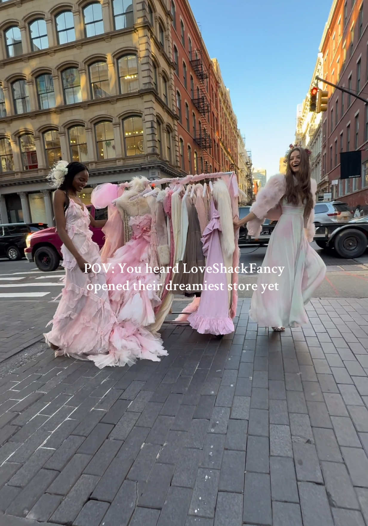 How to know we’ve arrived… 👀🎀Painting Soho pink the LoveShack way 💕 Grab your girls & come see us at our dreamy new Soho Store 💕🌸🎀 #loveshackfancy #sohostore 