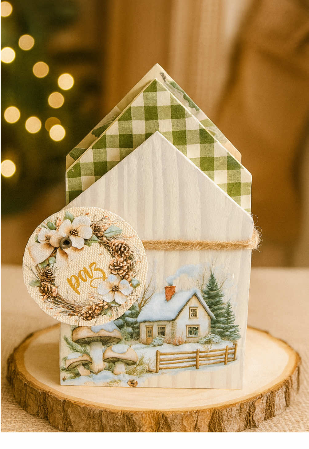 Diy Casinha Natalina de Madeira Com Transfer Têxtil @Jana #DIY #decoration #Christmas #rustic 