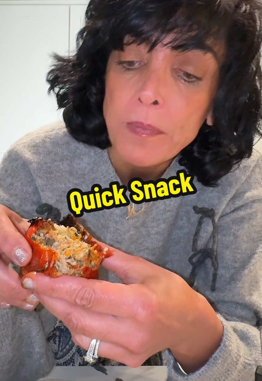 Leftover stuffed bell pepper for a quick snack #dinnerideastiktok #dinneridea  