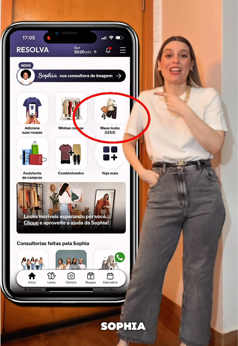 Cansei de repetir os mesmos looks. A Sophia, IA do Resolva App, montou vários looks novos com as roupas que eu já tinha no guarda-roupa.  Por só R$19,90/mês! Use o cupom MAISLOOKS e ganhe Diagnóstico de Estilo + Diagnóstico de Biotipo 