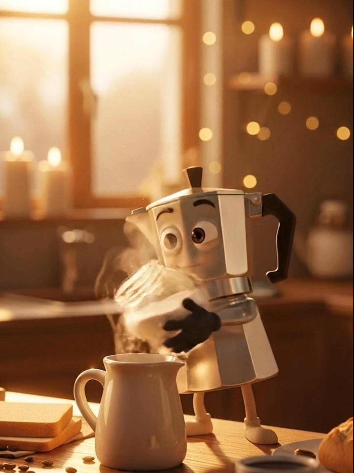 “Tem dia que só começa depois do primeiro gole… e de um pouquinho a mais de açúcar 😄☕ Bom diaaa! Vai um café docinho pra acordar a alma?” ✨💛 #BomDiaComCafé #CaféDaManhã #FéECafé #AdoçandoAVida #CaféDocinho #PersonagensIA #VideoIA #HumorMatinal #MotivaçãoDaManhã #CafeteiraFeliz #ConteúdoCriativo #FlowVideo #IAComEmoção