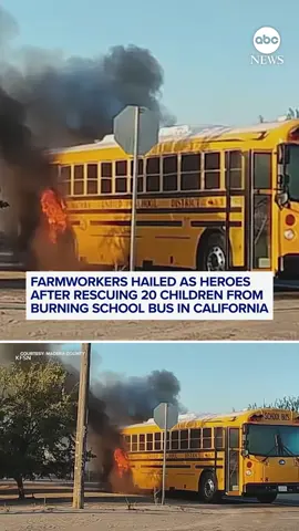 Two farmworkers were honored Tuesday for rescuing 20 children from a burning school bus last month in California. Carlos Perea Romero and Angel Zarco were honored by the Madera County Board of Supervisors in a ceremony after they courageously evacuated the flaming bus filled with students on the way to school on Sept. 4.