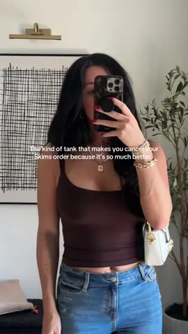 Can’t believe this tank is only $18… feels way more expensive 🤎 Linking it before it sells out again! #tiktokShopFinds #closetStaples #skimsDupe    