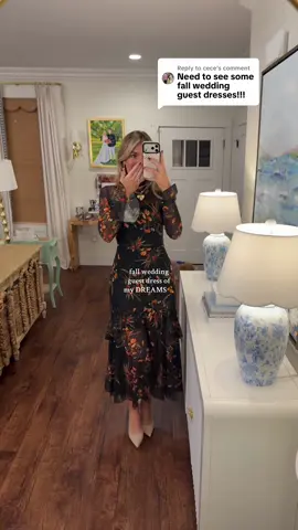 Replying to @cece it's giving alll of the practical magic vibes!😍 SO perfect for the holidays too!! Wearing size M and I'm 5'9! #fallfashion #weddingguestdress #affordablefashion #fallwedding #boujeeonabudget 