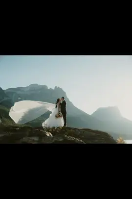 Eloping was the best decision we made! We were only engaged 3.5 months & got to plan the best elopement and spend our wedding day taking in the breathtaking views of Glacier National Park! I am so grateful I have these memories to look back on. I cannot recommend eloping enough to anyone considering it!  Photos by the very best: @elsaeileenphotography  #fyp #elopement #glaciernationalpark #mountains #montana 