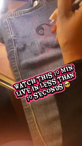 Check out this 30 min live in less than 30 seconds 😲 stay tuned, practicing hand painting on jeans #live #fyp #painting #viral #jeans 