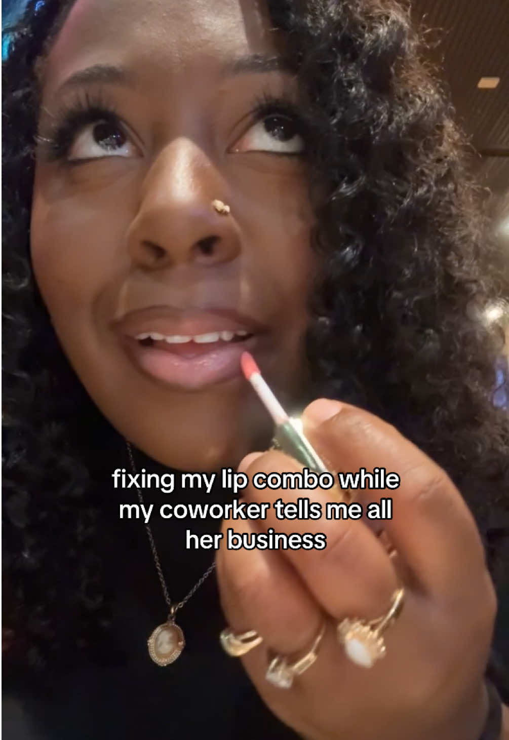 just wait for it-….this is where the real bonding happens 😂 #coworkers #justagirl #girlythings #lipcombo #cltinfluencer 
