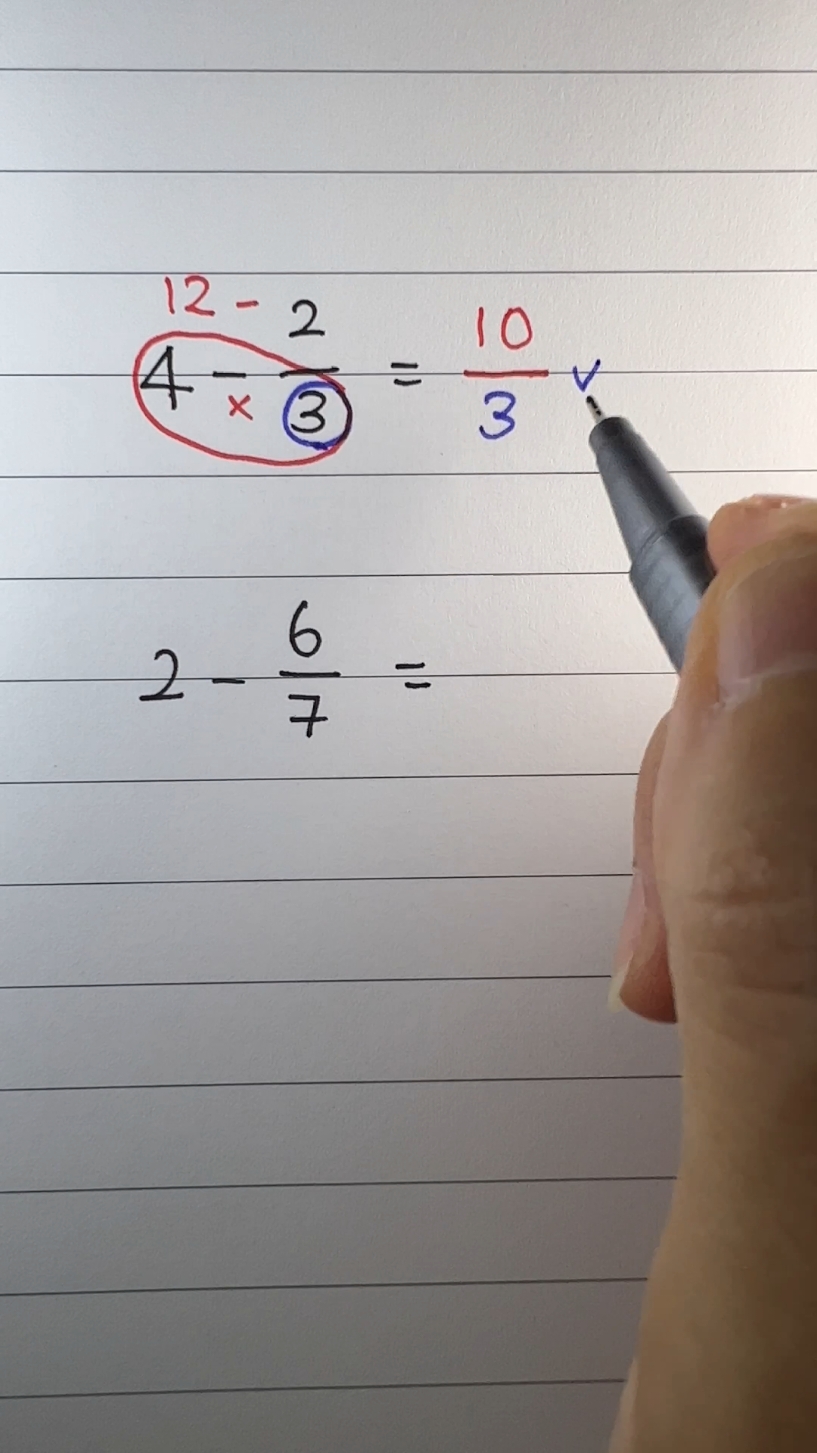 Quick way to subtract fractions from whole numbers! Want a higher GED, placement, or ASVAB score? It all starts with fractions. 📘 My book Math Refresher for Adults takes you from fractions to algebra 👉 Link in bio #fraction #mathhack #mathtips #gedmath #asvabmath #accuplacer #mathhelp #learnmath #adultlearner #basicmath