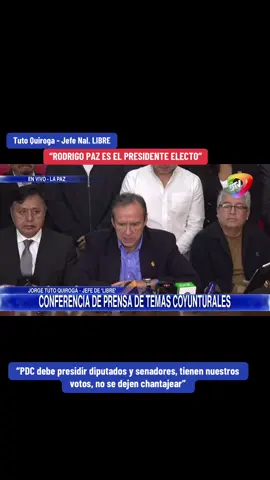 Tuto Quiroga: “Rodrigo Paz es el presidente electo” 