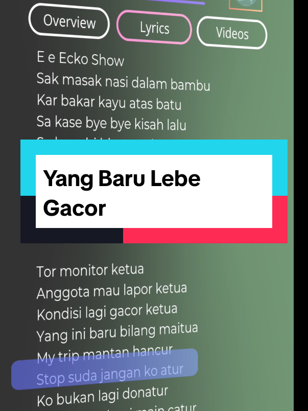 Yang Baru Lebe Gacor  - Ecko Show #orangbarulebegacor #liriklagu #viral #fyp #lirikmusic 