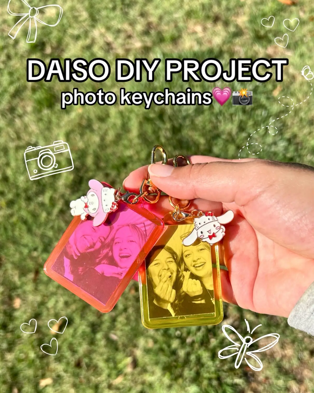 the photo keychain everyone’s making (Daiso edition 💅)  #discoverdaiso #daisousa #diykeychain