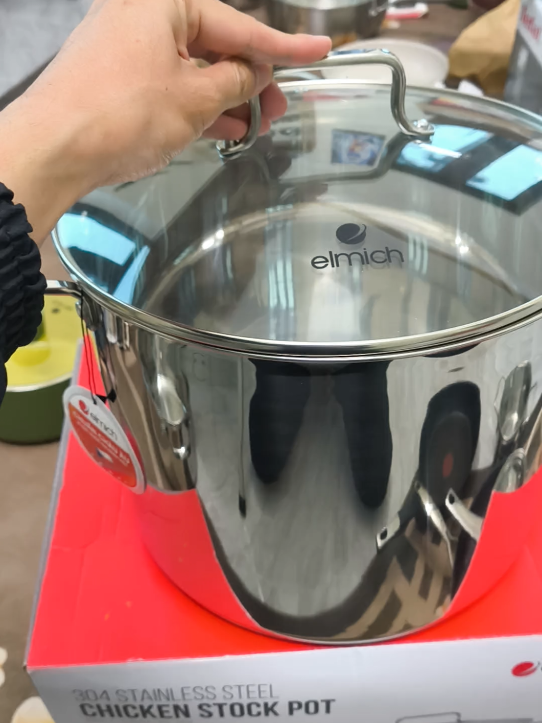 Nồi luộc gà inox 304 Elmich. Đáy dày 5 lớp. Đun được bếp từ. #xuhuong #nồi#noiluocga #elmich#dobep 