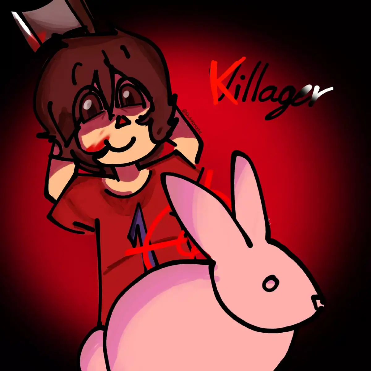 #ANIMALCROSSING ;; eeeeeee estaba escuchando la canción d fondo en bucle y pensé en Villager, iba a haver un cerdito PEEEEERO no me salió entonces hice un conejo jeje #villageranimalcrossing  #FanArt  #piggypieoldschool  #smashbrosultimate 