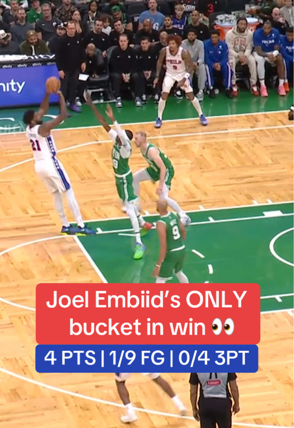 Embiid had a rough night vs. Celtics 😬 #NBA #basketball #joelembiid #76ers #nbabasketball 