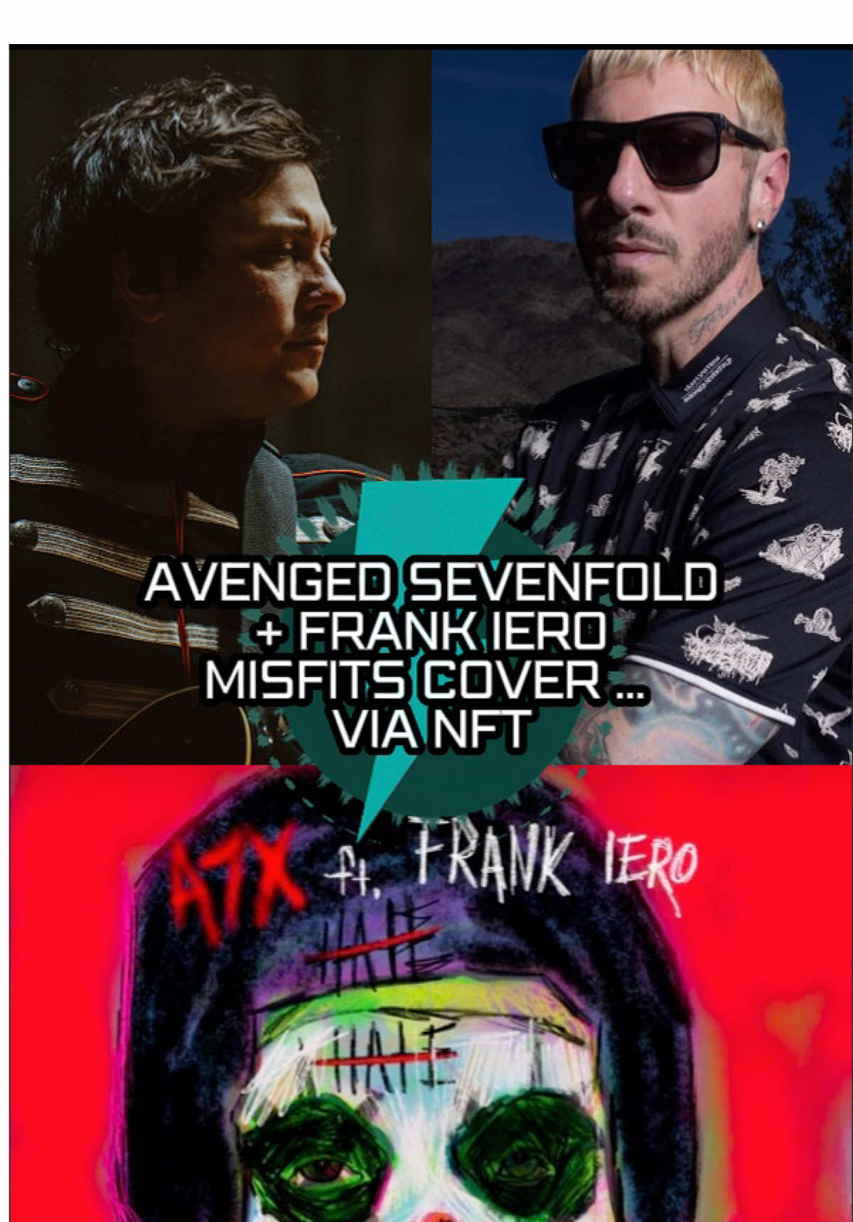 Avenged Sevenfold and Frank Iero covered Misfits’ “Some Kinda Hate” and it’s currently only available via NFT… #avengedsevenfold #mychemicalromance #frankiero #a7x 