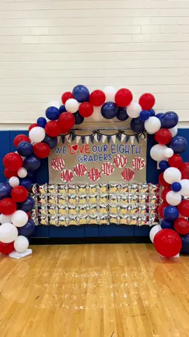 Always so nerve-racking when free handing a banner but this one came out perfect 😍 I also designed it as I went, nothing was planned🥲 and I made my first balloon arch!! #banner #painting #design #volleyball #eighthgrade #8thgradenight #senior #CapCut 