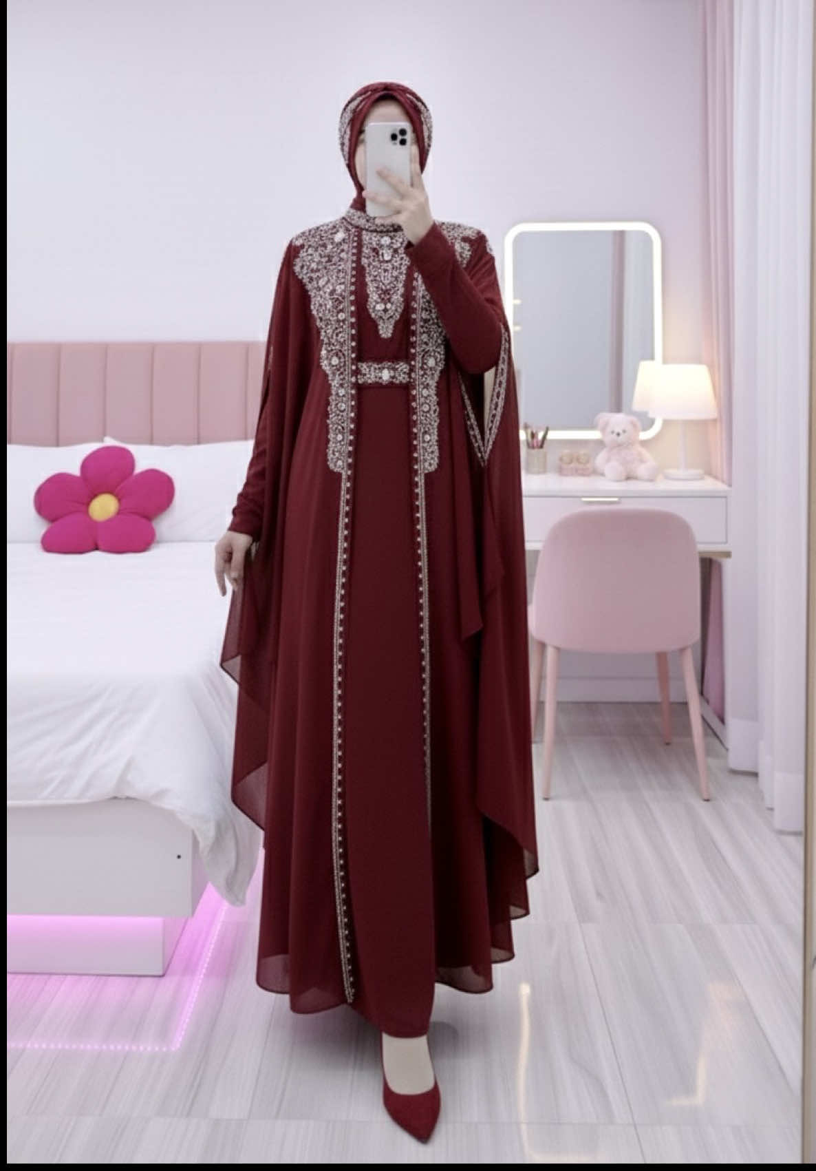 Rades - Kaftan Zeina Bahan Ceruty Set Turban Mewah Full Bordir Dan Payet Kaftan Wanita Pesta Kondangan mewah Gamis Muslim Jubah Cantik Manset Lebaran Dress Dewasa Remaja #dress #kaftan #gamis #OOTD #ootdfashion 