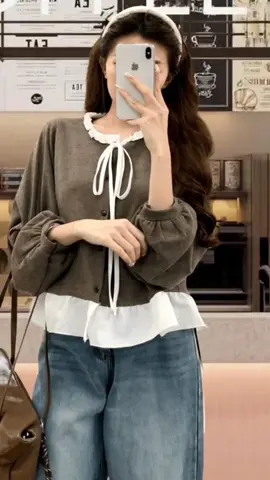 Áo Nỉ Tăm Thỏ Phối Cổ Bèo Nơ#aoninu#aothudong #thoitrangthudong #hot#viral 