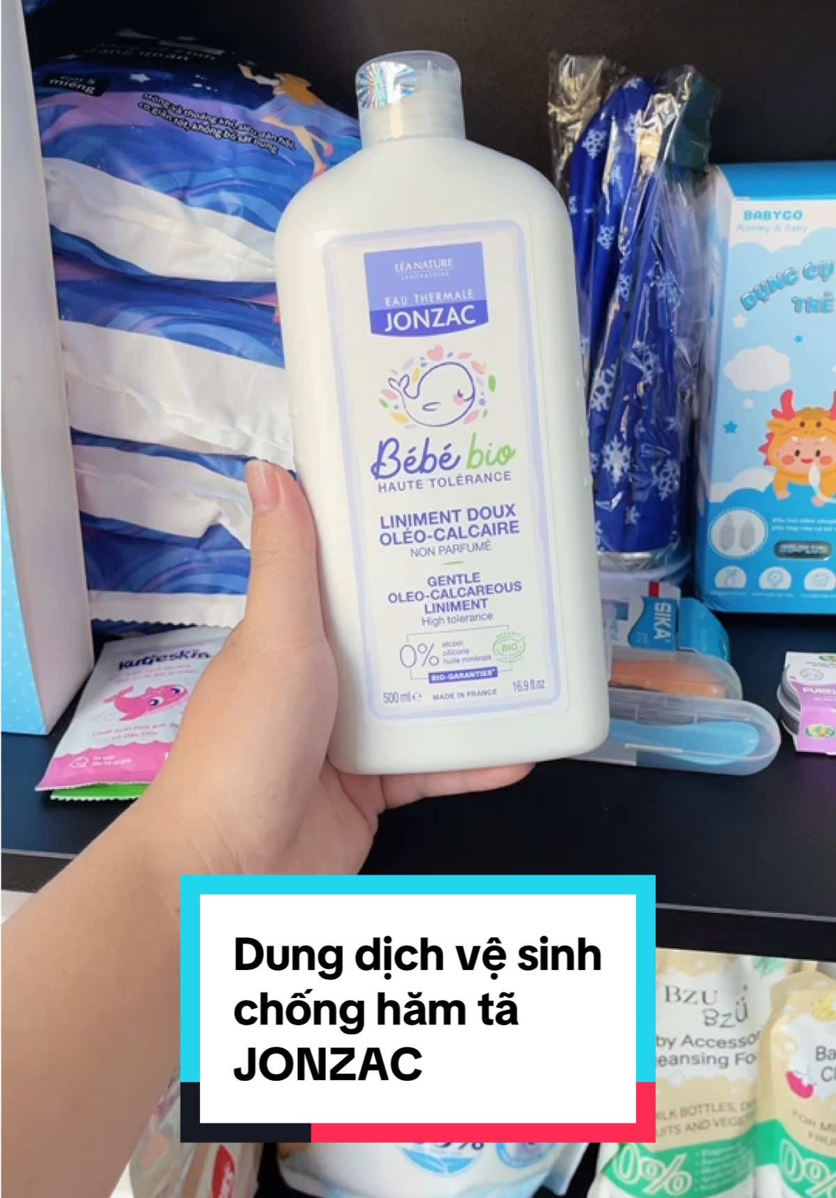 Dung dịch vệ sinh chống hăm tã hữu cơ JONZAC - Giữ ẩm làm mềm nuôi dưỡng làn da bé (500Ml-1L). ##TaphoanhaMio##reviewmevabe##Dungdichvesinhchobe##Jonzac