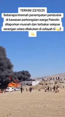 TERKINI | Serangan Udara di Jalur G💫Z💫 Beberapa khemah penempatan penduduk di kawasan perkongsian warga Palestin dilaporkan musnah dan terbakar selepas serangan udara dilakukan di wilayah G💫Z💫. Menurut sumber tempatan, serangan tersebut turut menyebabkan beberapa penduduk cedera, manakala ada yang dilaporkan terkorban. Pasukan penyelamat kini sedang berusaha membantu mangsa dan memindahkan yang cedera ke pusat rawatan berdekatan. Kejadian ini sekali lagi mencetuskan kebimbangan terhadap keselamatan orang awam di kawasan konflik yang padat dengan pelarian. 🎥 Sumber: Media Tempatan / Eye on Palestine #news #global #berita #beritaterkini #humanity 