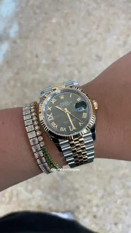 Olive green Datejust 36mm 💚🫒 #fyp #viral #diamonds #sydneywatches  Not affiliated with any brands
