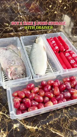 Buy 1 Take 3 Food Storage Organizer with Drainer #foodstorage #reforganizer #foodcontainer #kitchenorganizer #storageorganizer 