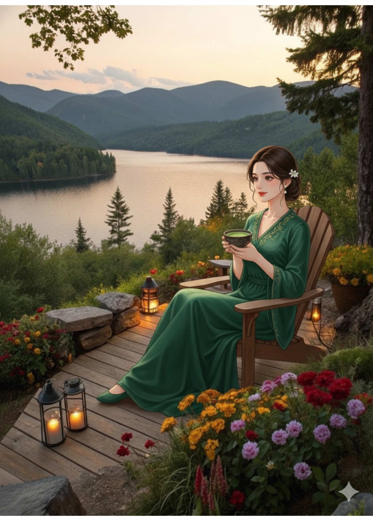 A Day in the Valley Garden Cottage” In a quiet valley surrounded by gentle mountains, a woman spends her day tending to her garden, sipping tea, and watching the sunset from her wooden porch. Each moment flows softly like the wind through the flowers — peaceful, timeless, and full of quiet joy. Let this calm melody and warm scenery bring serenity to your heart, reminding you of the beauty in simple living and slow days. #slowliving #peaceful #cozyvibes #countrysidelife #calmvibes 