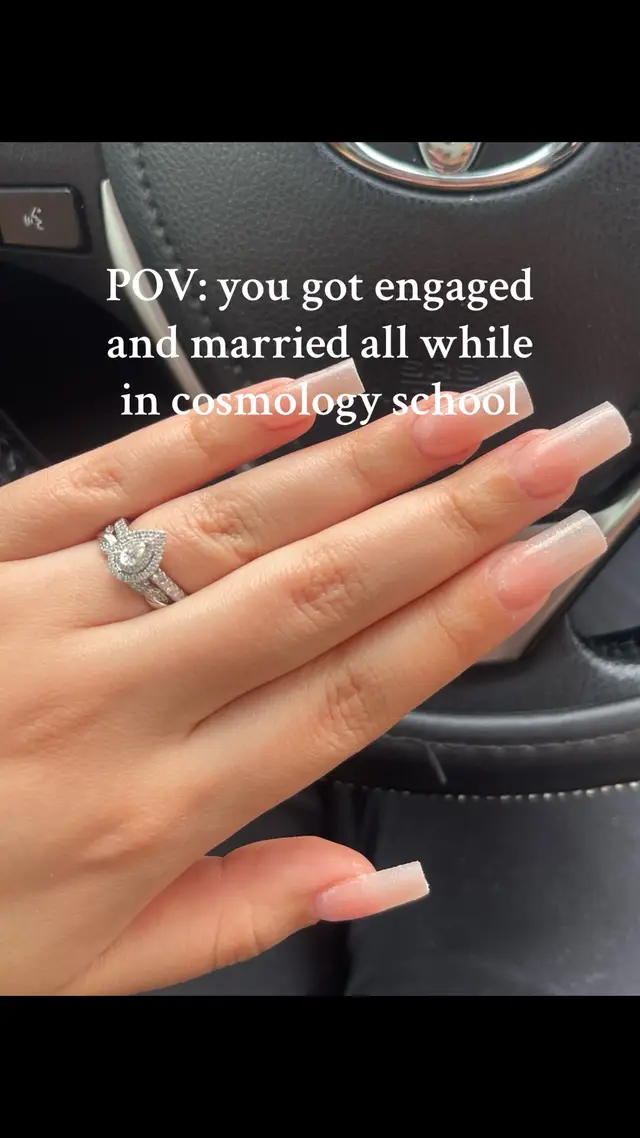 (My nails were so long) it all happened in a span of 4 months 😆💕 #cosmetologyschool #engaged #marriedlife 