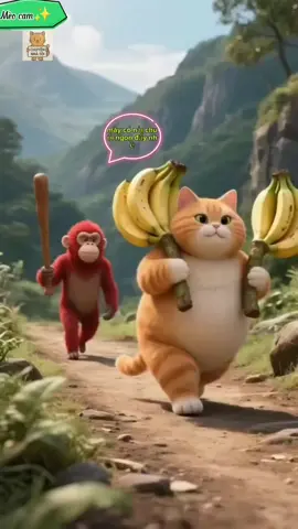 Mèo bị thằng khỉ lấy mất nải chuối và cái kết #meocam #xuhuong 