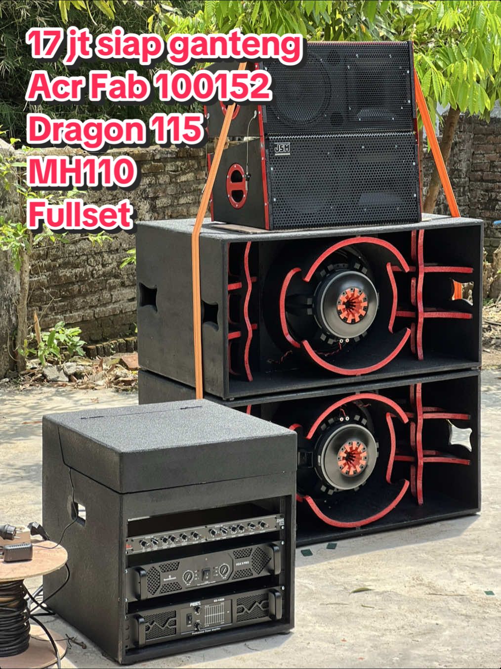 Paket Papa Muda 17jt saja  - 2* Dragon 115 Subwofer - ⁠Komponen ACR Fab 100152 - ⁠2* MH110 tw - ⁠Komponen full JIC  - ⁠1 Power Fest hx14000 - ⁠1 Power SQ HDX 5 pro - ⁠1 Crossover 234XL - ⁠1 Mixer Ashley premium 6 - ⁠4 set kabel input SPL full XLR - ⁠4 set kabel speaker speakon to speakon RCX x BMA - ⁠FREE RAK ACC 6u - ⁠FREE Trackbelt - ⁠FREE Flybar line array - ⁠FULL Tekstur vircan full spray - ⁠FREE INSTALASI  #boxsubwoofer #dragon #acrfabulous #jic #fyp 