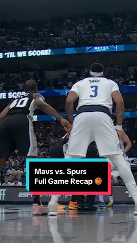 Quick rewind. Full recap. Here’s everything from @San Antonio Spurs vs. @Dallas Mavericks #NBA #basketball #Mavs #Spurs 