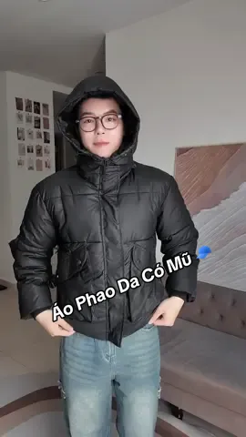 Áo phao Da có mũ ,tháo rời mũ đc nhé ae #hyhybasic #aophao #hongdungaophao 