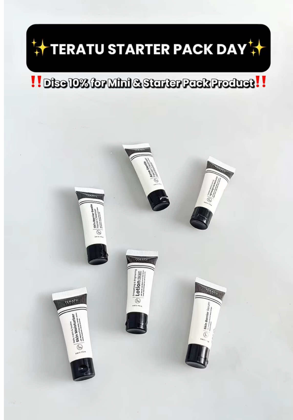 Siapa pecinta produk-produk di atas inii??👀🖤 Special Teratu Starter Pack Day, kamu bisa dapetin DISCOUNT 10% di setiap pembelian starter pack product loh! ✨ ‼️CUMA 22-24 OKTOBER 2025, LANGSUNG BELANJA SEKARANG‼️ #teratubeauty #skincare #skincaretiktok #bestskincare #skincareviral #fyp #foryou #foryoupage
