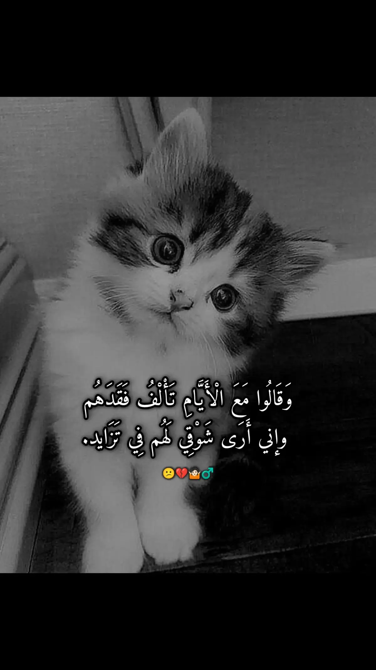 وَقَالُوا مَعَ الْأَيَّامِ تَأْلْفُ فَقَدَهُم  وإني أَرَى شَوْقِي لَهُم فِي تَزَايد. 😕💔🤷🏻‍♂️