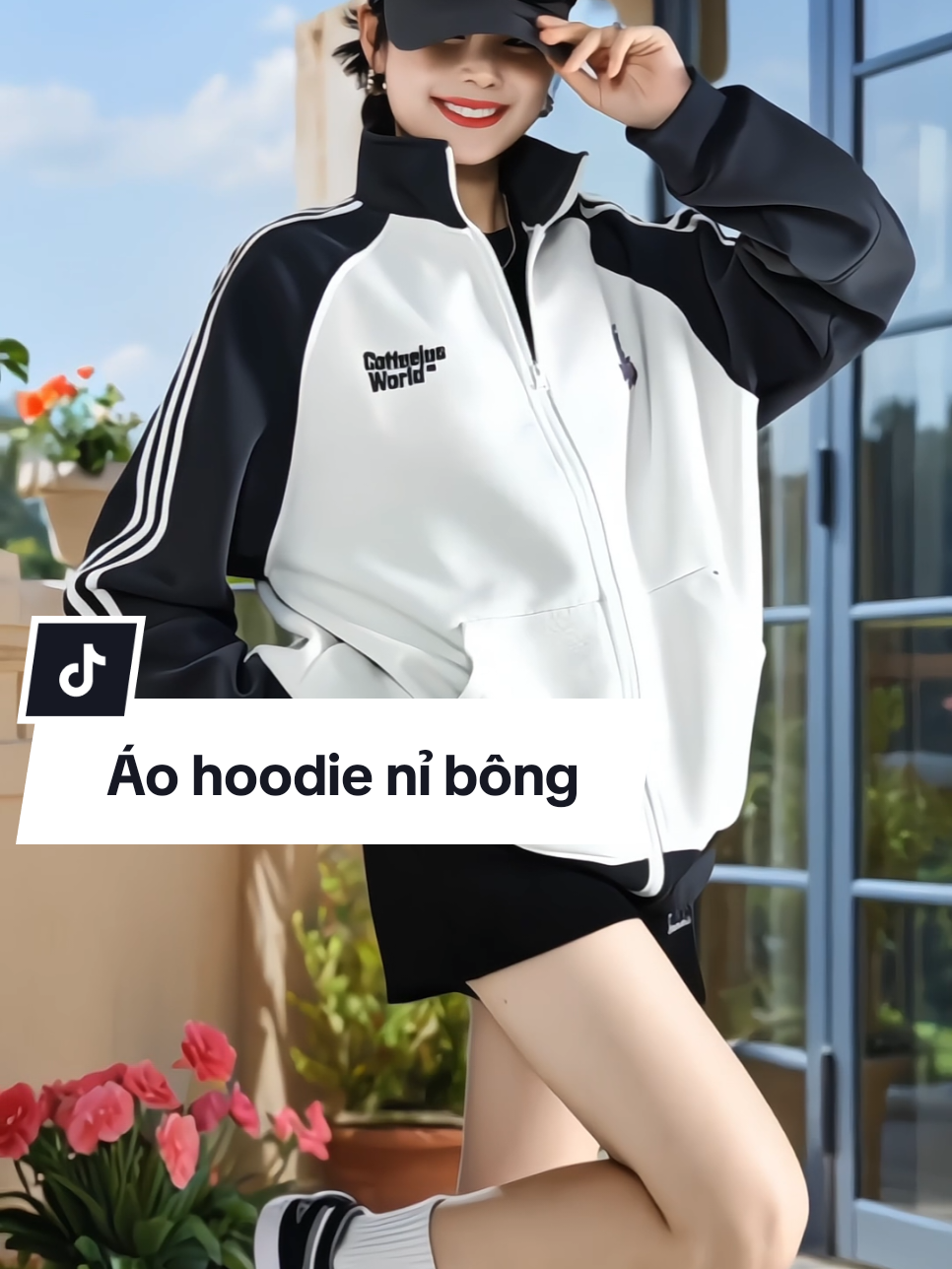Áo khoác hoodie nỉ bông cổ trụ trẻ trung #aokhoacnibong #aohoodienu #aoninu #aokhoacnu #xuhuong 