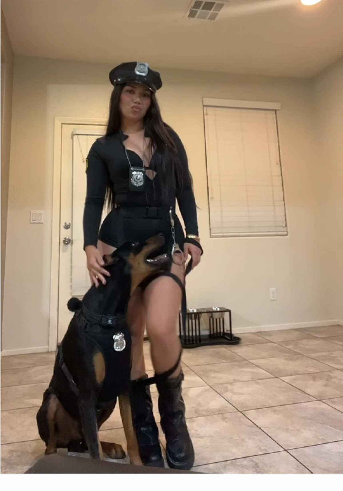 Strong ahh😭💀 #halloween #fyp #foru #doberman #costume 