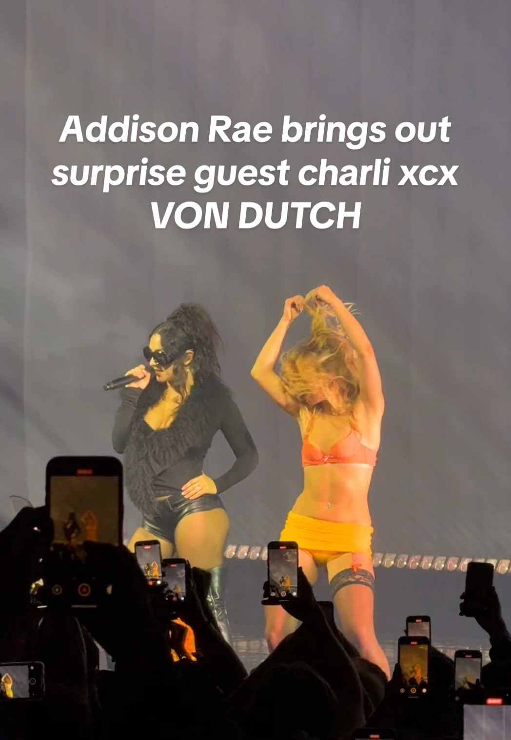 SURPRISE!!! charli xcx joins Addison Rae during her last night of tour!! 🤩 #addisonrae #charlixcx #addison #charli #vondutch @Charli XCX @Addison 