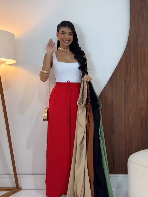 Calça Pantalona Feminina Cintura Alta com bolso tecido Duna Wide Leg Tendência LINK NA BIO!!! #ofertasonline #achadinhoshopee #achadinhos #calçafeminina #moda